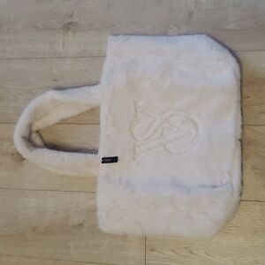 Victoria's Secret Faux Fur Tote Bag Cream New